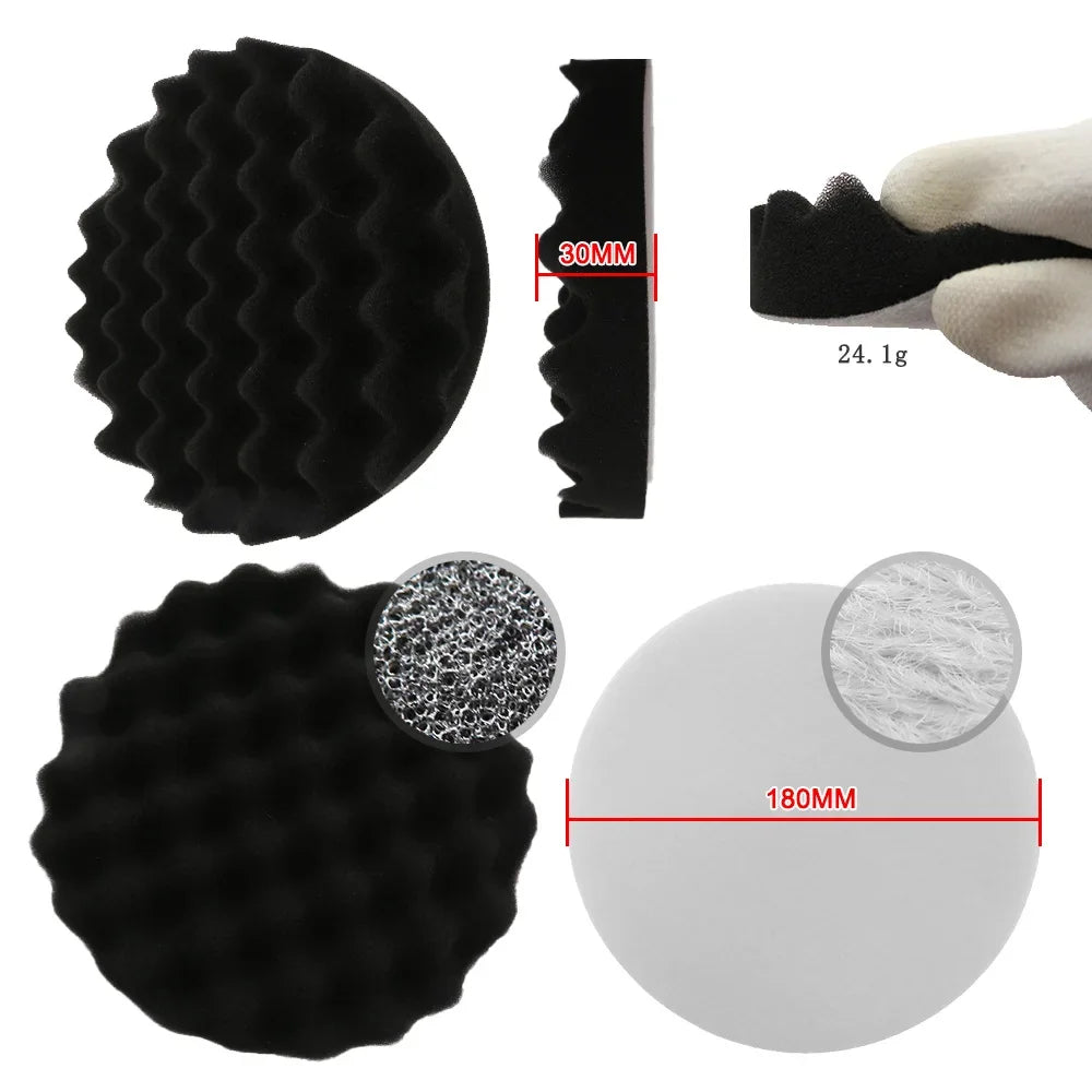 Buffing Pad Set Thread 3/5/7inch Auto Car Repair Polishing pad Kit for Car Polisher+Drill Adaptor Power Tools accessories Qme
