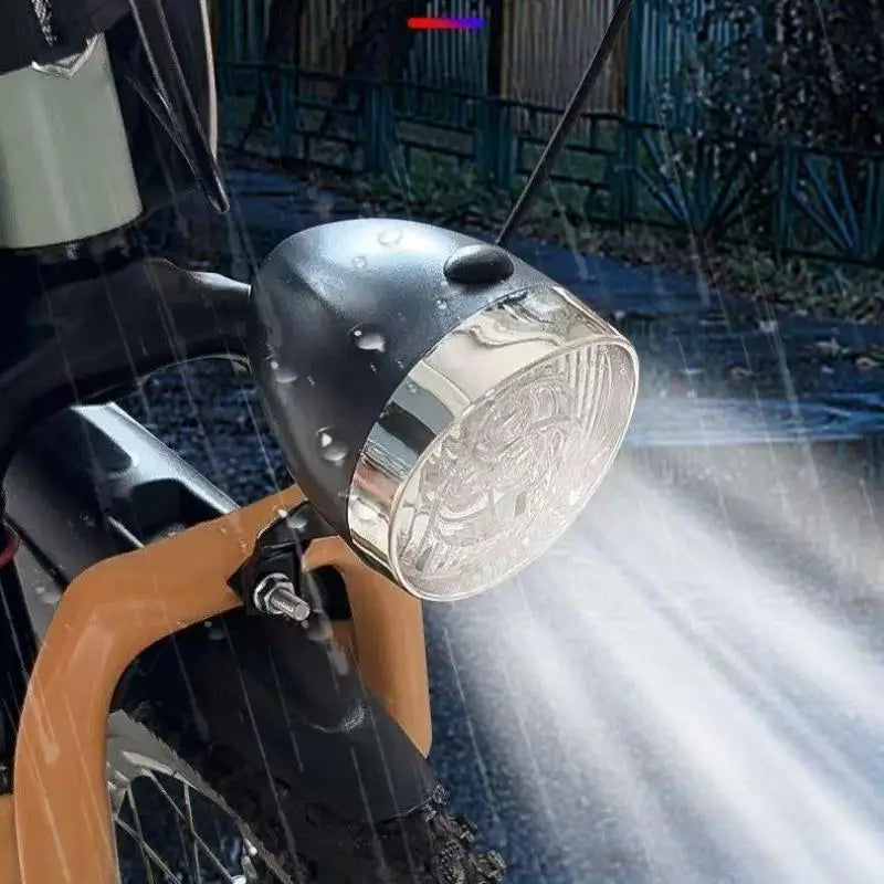 Vintage Bicycle Front Light 3 LED Bike Headlight Flashlight Retro Qme