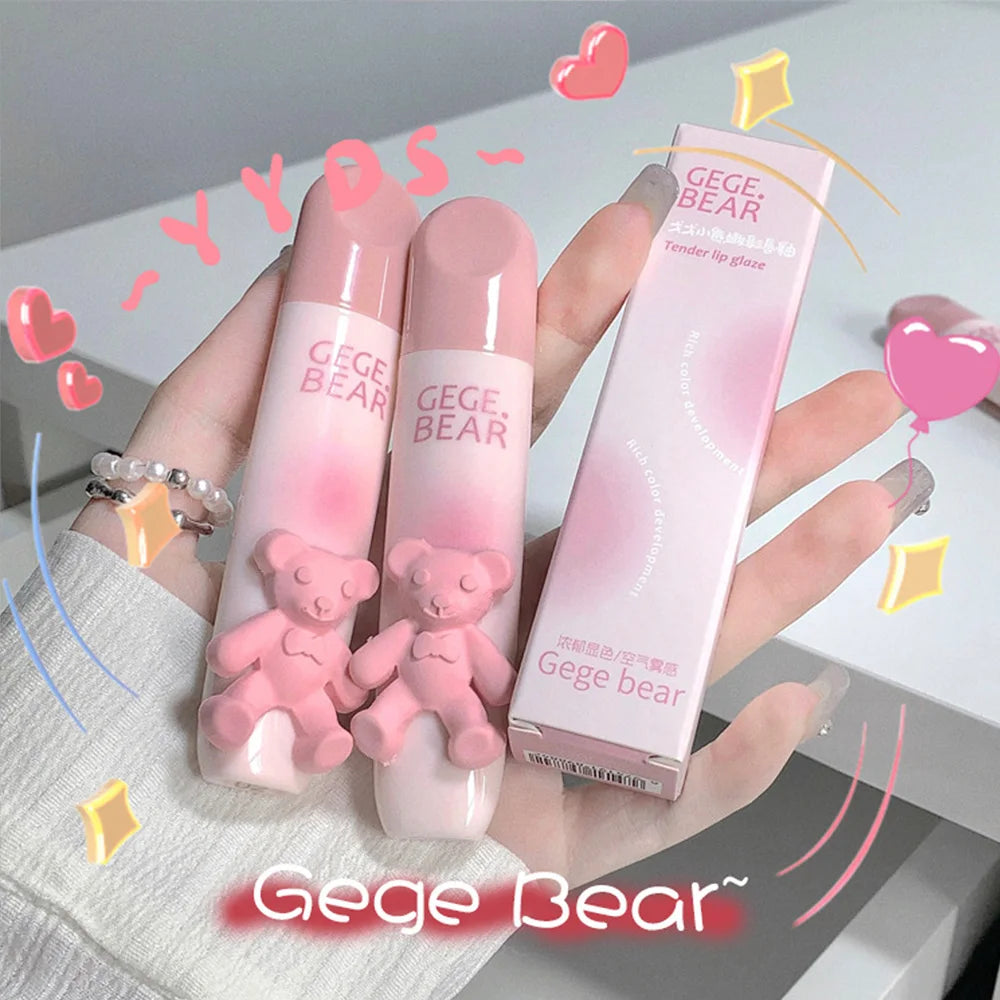 Gegebear Bear Lip Glaze Matte Velvet Lipstick Long-lasting Whitening Qme