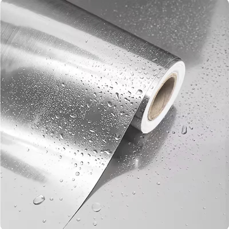 40cm Brushed Silver Waterproof Wallpaper Modern Self-Adhesive Decor Film for Refrigerator Living Room Kitchen Countertop Qme