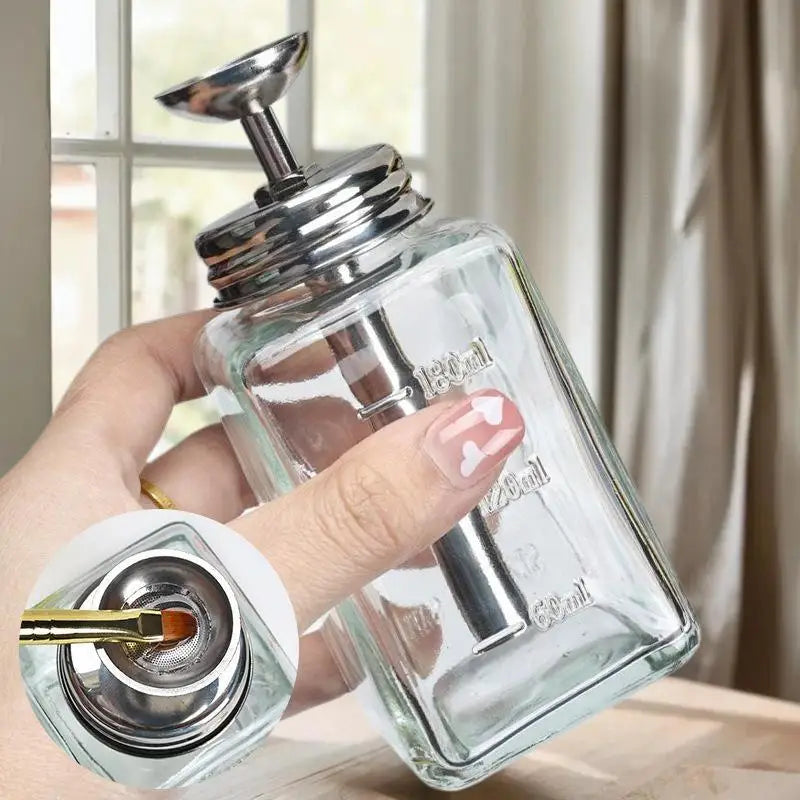 Refillable Glass Nail Storage Bottle Empty Pump Dispenser Polish Qme