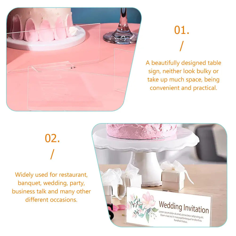 10Pcs Acrylic Sign Clear Blank Seat Cards Wedding Table Numbers Name Place Cards for Wedding Party Banquet Decoration Qme