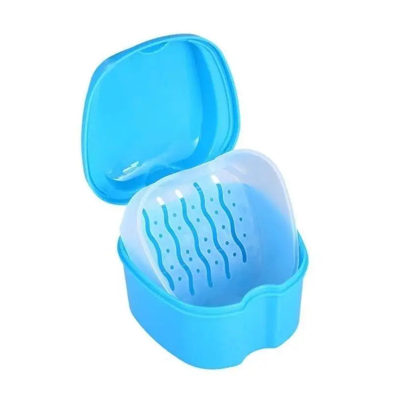 Denture Storage Box With Hanging Net Leak Proof Portable False Teeth Orthodontic Retainer Mouth Suitable Elderly Qme
