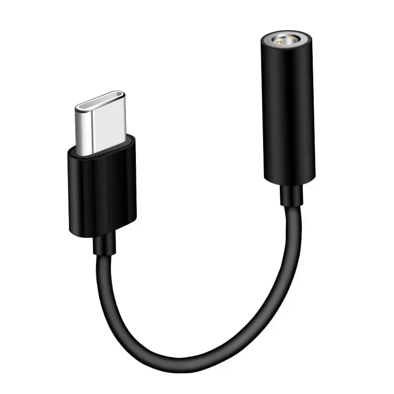 10pcs Type-C to 3.5mm adapter, LeTV to 3.5 phone headphone conversion, suitable for Android audio adapter cable Qme black