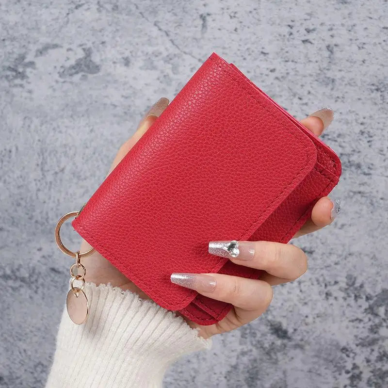 Korean Version Women's Coin Purse Short Fashion Multifunctional Qme Red