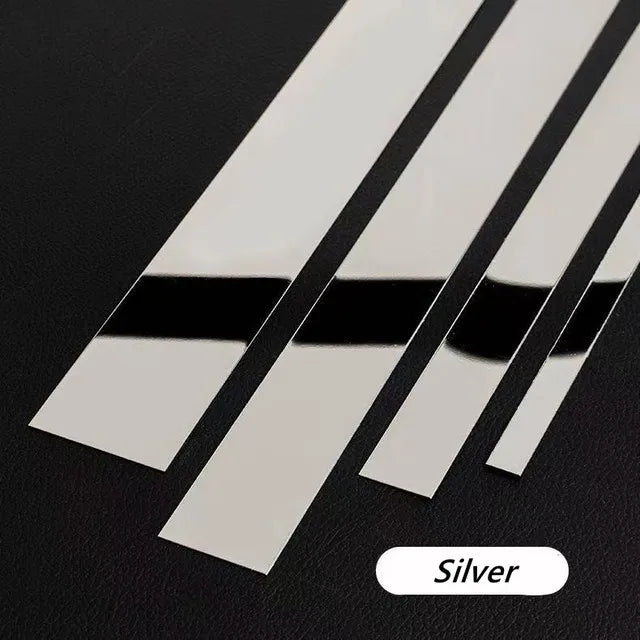 New 1 Roll Gold Wall Sticker Stainless Steel Flat Decorative Lines Titanium Mirror Wall Ceiling Edge Strip Living Room Decor Qme silver 3x244cm