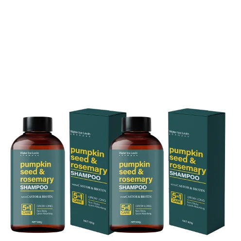 Water Ice Levin Pumpkin Seed & Rosemary Shampoo with Castor Oil & Biotin for Hair Growth, 5M Care, Non-Sticky Formula Qme Moisturizing