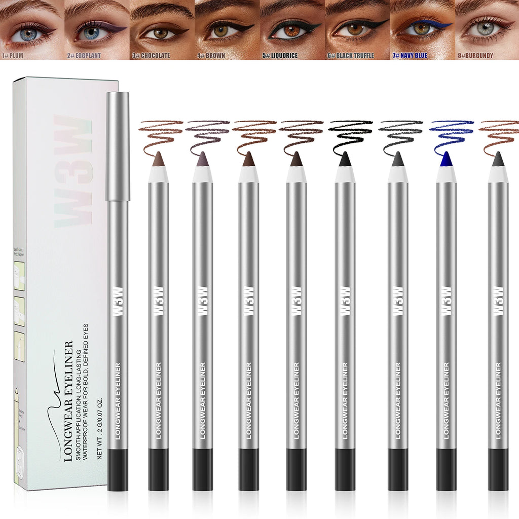 8 Colors Matte Eyeliner Gel Pencil, Ultra-fine Easy Coloring, Waterproof Sweatproof Smudge-proof, With Free Sharpener Qme