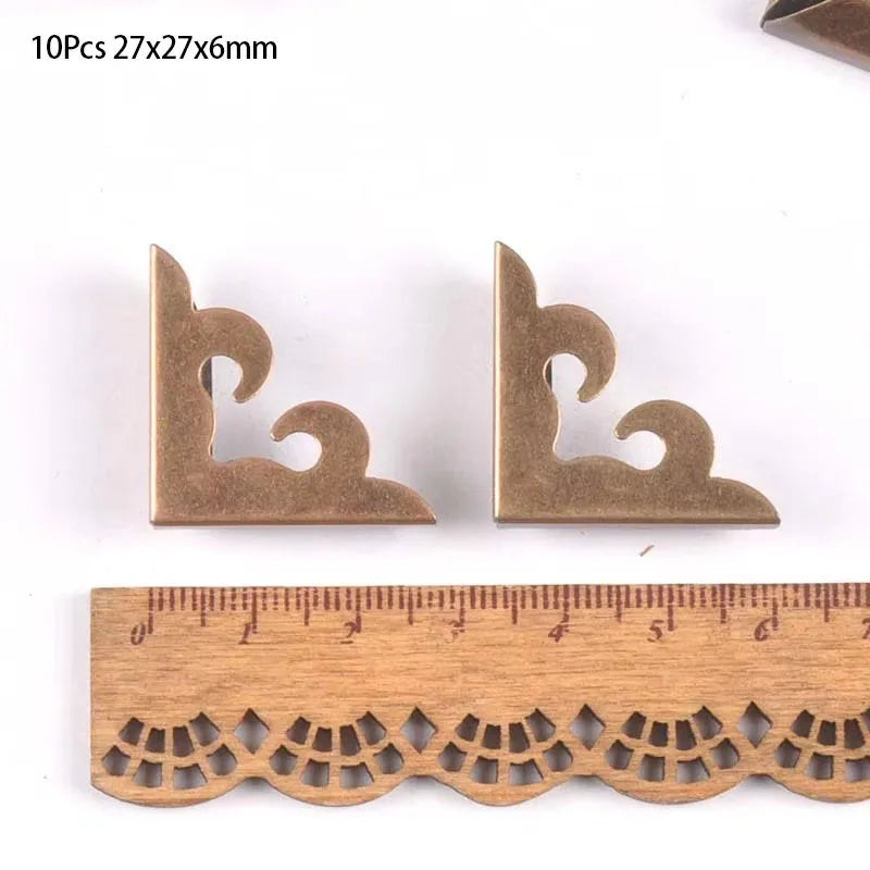 10Pcs 27x27x6mm Bronze Metal Trilateral Corner Book Corners For Box Albums Menus Corner Protector Diy Folders Edge Cover C1731 Qme