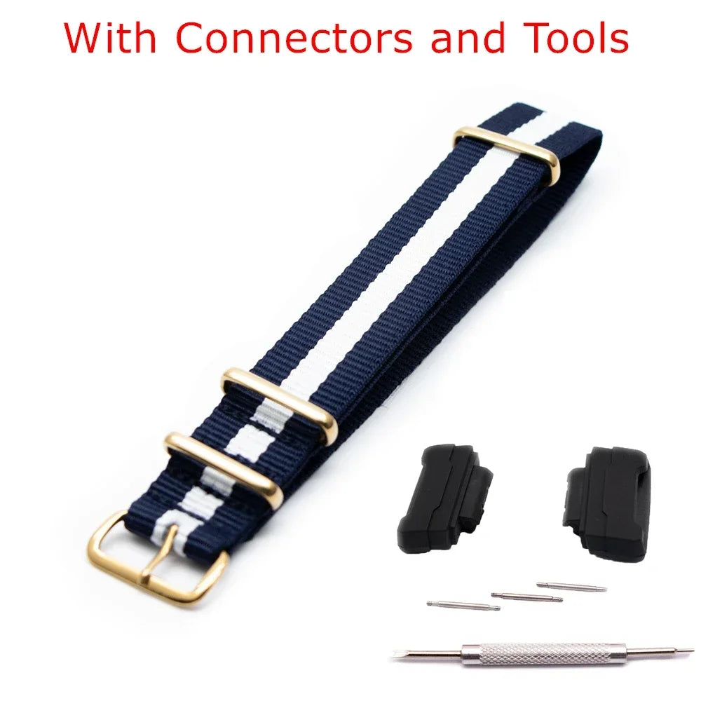 Nylon Watch Strap for Casio G-Shock GA100 GA120 GA110 GA400 Men Women Gold Buckle Replacement Watchband Bracelet Qme 2Blue 1White 22mm