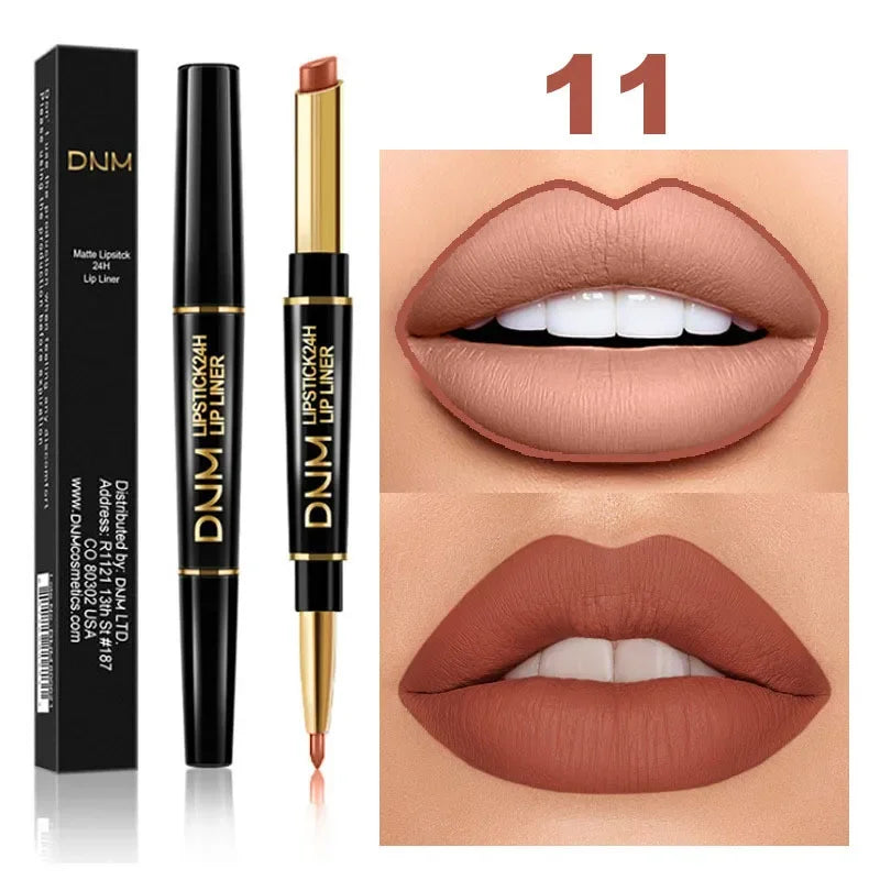 12 Colors 2 In1 Long-lasting Lip Liner Matte Lipsticks Portable Lip Pencil Waterproof Moisturizing Lip Makeup Contour Cosmetics Qme 11