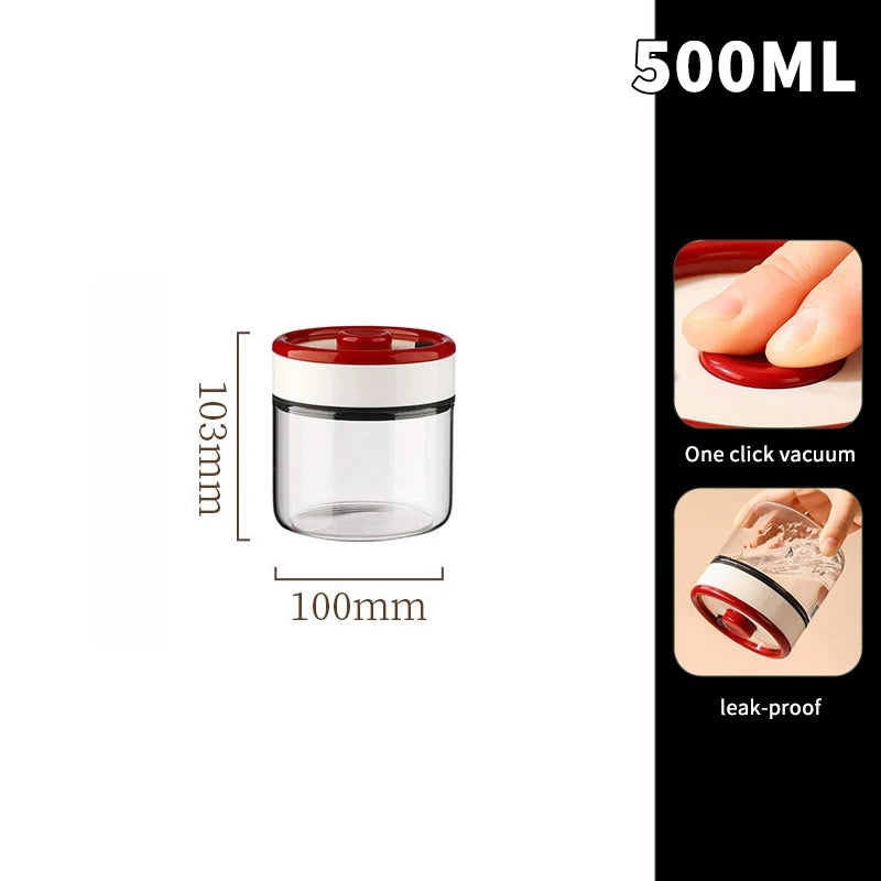 Coffee Beans Vacuum Sealed Tank Transparent Glass Food Storage Jars Qme 500ML