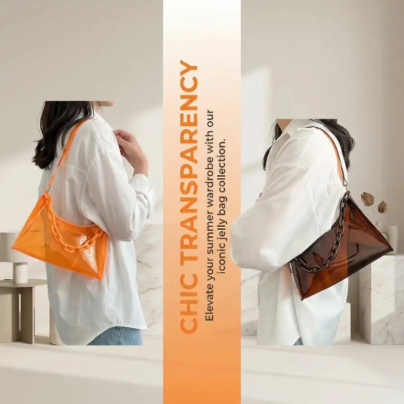 Transparent Jelly Bag Fashionable Messenger Shoulder Waterproof Qme