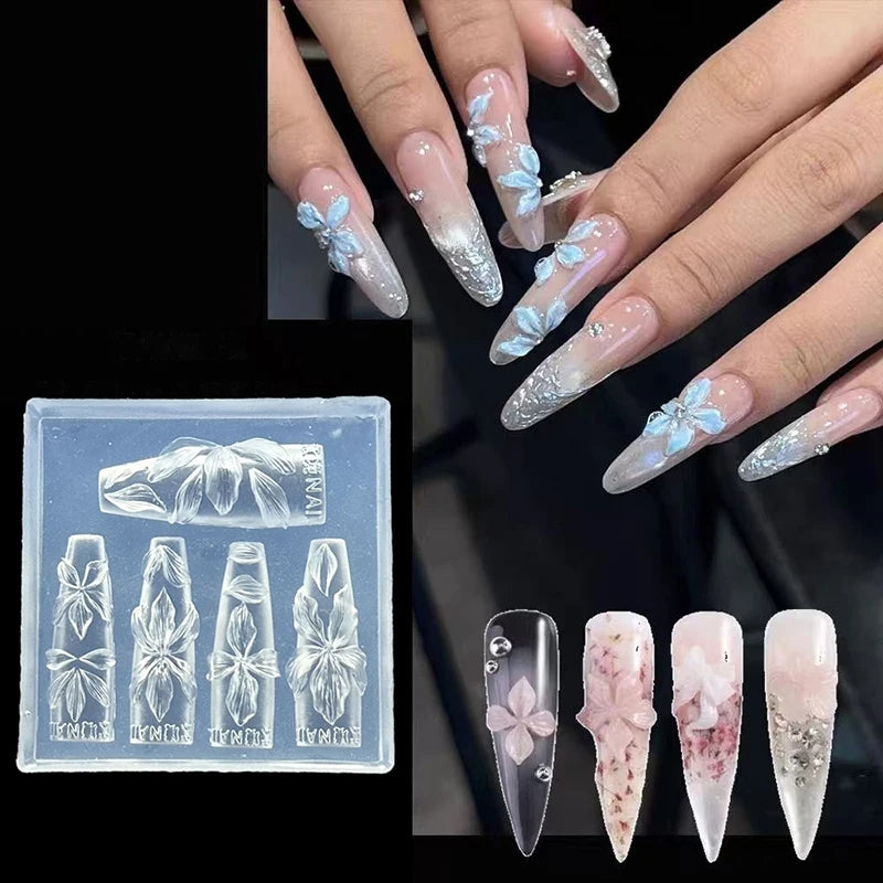 3D Flowers Nail Mold DIY Silicone Hawaii Hibiscus Flower Petal Design Qme