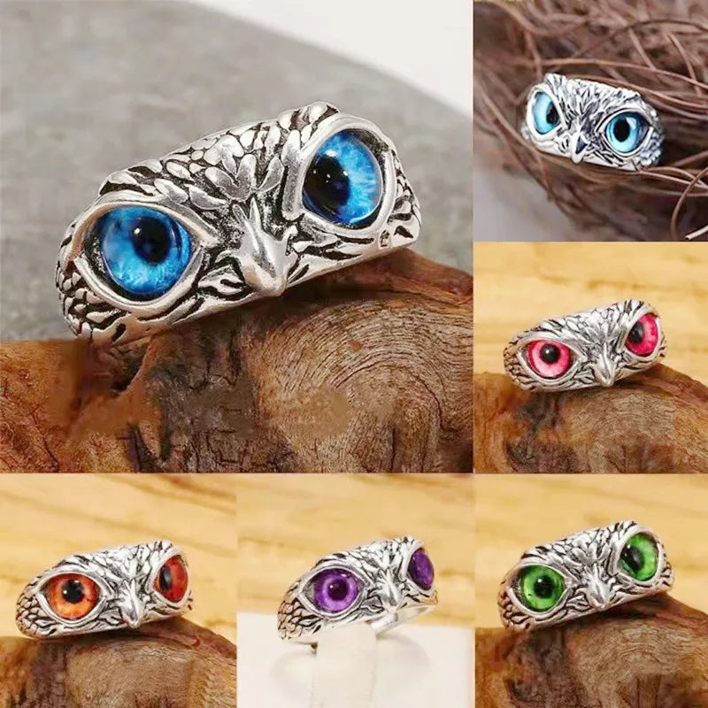 Charm Vintage Cute Men and Women Simple Design Owl Ring Silver Color Engagement Wedding Rings Jewelry Gifts Qme