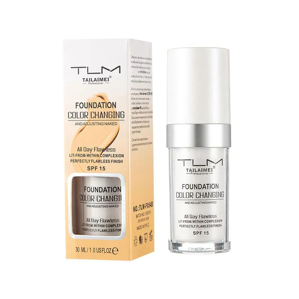 1/2/3PCs Color Changing Foundation, Temperature Liquid Foundation Naturally Blends Moisturizing Foundation Makeup Waterproof Qme 1PC CN