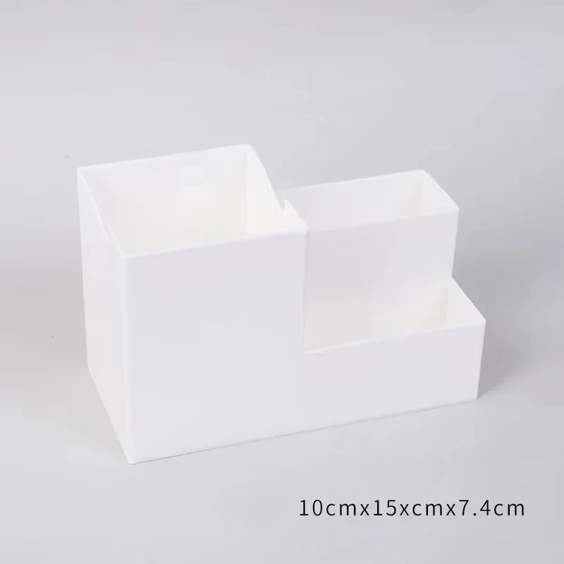 Multi-function Desktop Pen Holder School Supplies Storage Case Colorful Plastic Box Office Desk Accessories Pencil Organizer Qme white