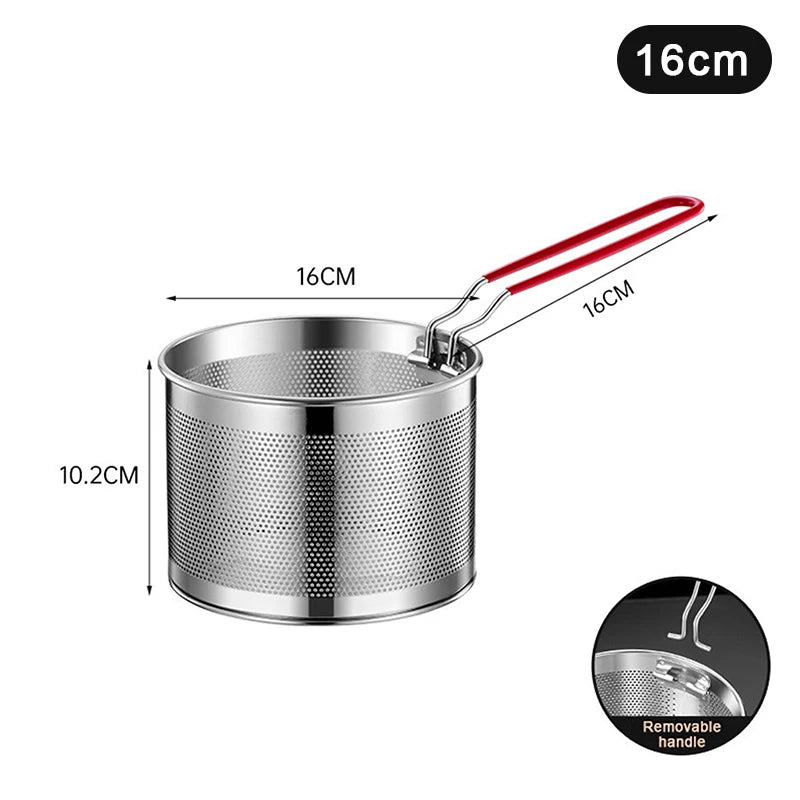 Stainless Steel Fried Mesh Kitchen Fry Basket Cooking Pan Oil Qme 16cm