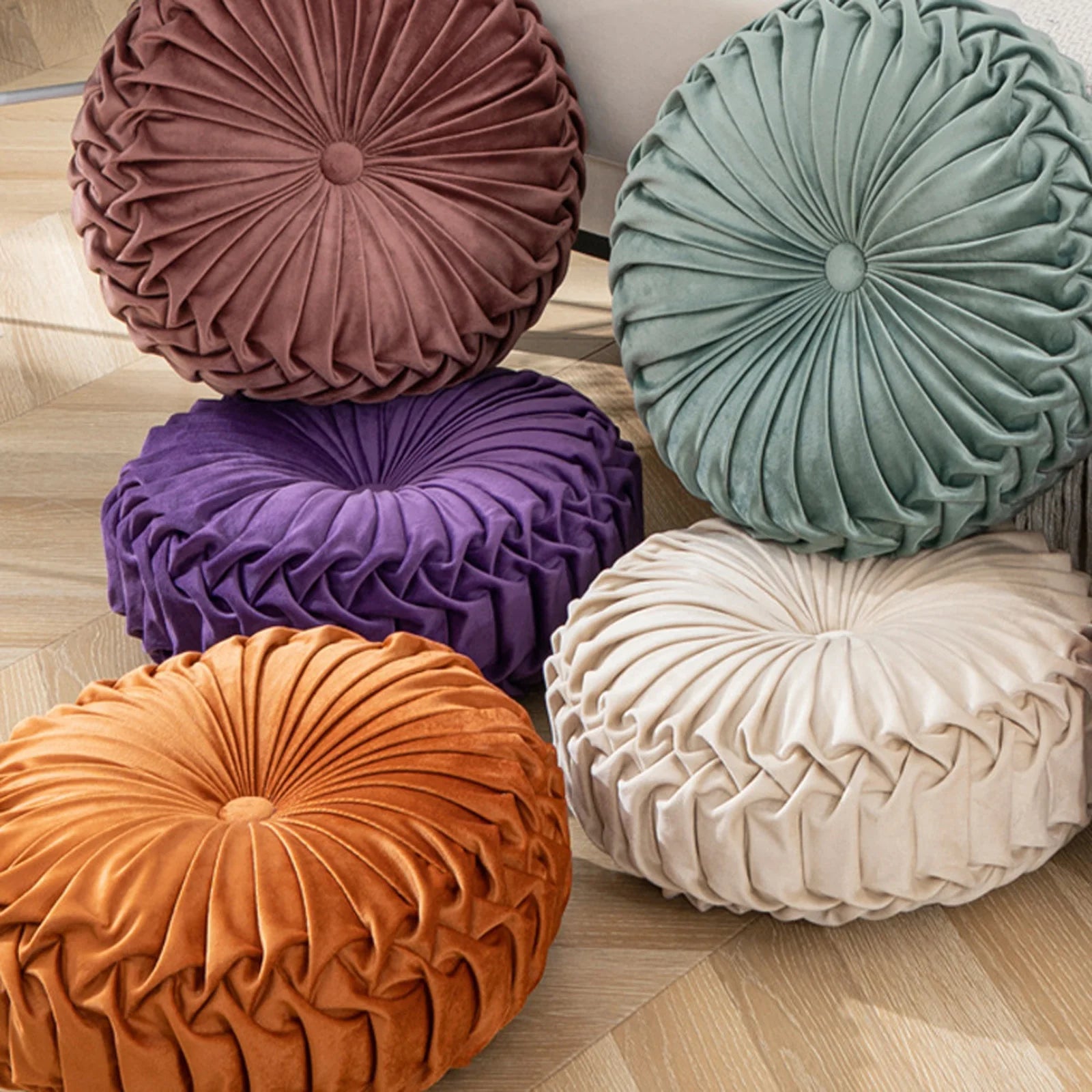 35cm Round Shaped Pillow Solid Color Drifting Window Tatami Cushion Thickened Soft and Comfortable Chair Cushion Home Sofa Decor Qme