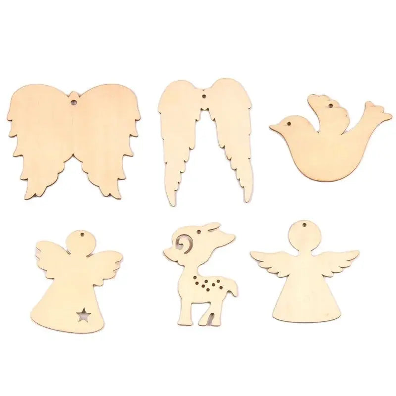 10pcs 4.5-10.5cm Mixed Christmas Series Wooden Pendant DIY Hanging Oranments Party Xmas Tree Home Crafts Handmade Decor c4117 Qme