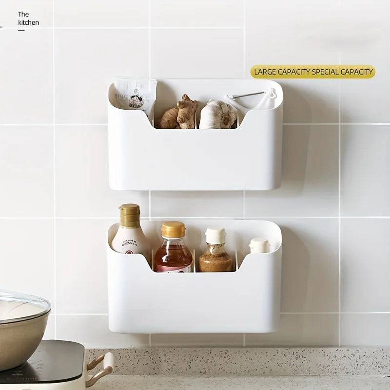 1pc Sink Organizer And Storage, Punc-free Wall-mounted Storage Holder, Wall Organizer, Adhesive Door Mount, Qme