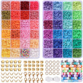 4800Pcs Clay Beads Kit 48 Colors Flat Round Polymer Clay Beads Friendship Bracelet Kit for DIY Jewelry Making Crafts Gift Qme 4800PCS