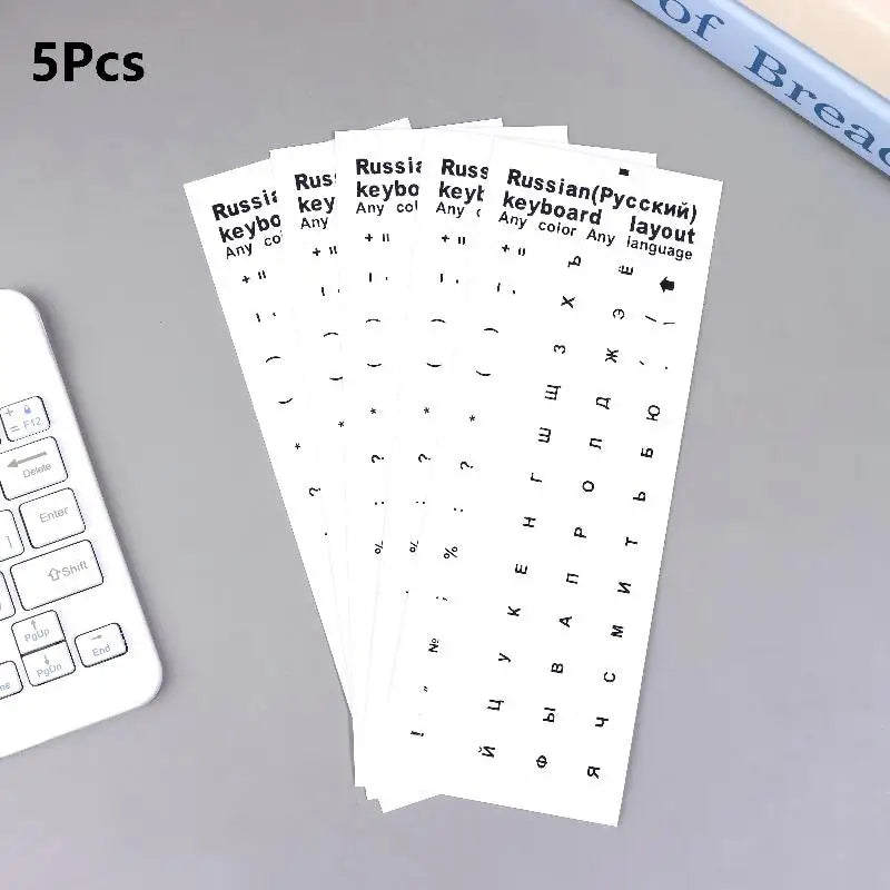 Russian Keyboard Sticker Waterproof Dustproof Easy Use Laptop Desktop Qme WHite black