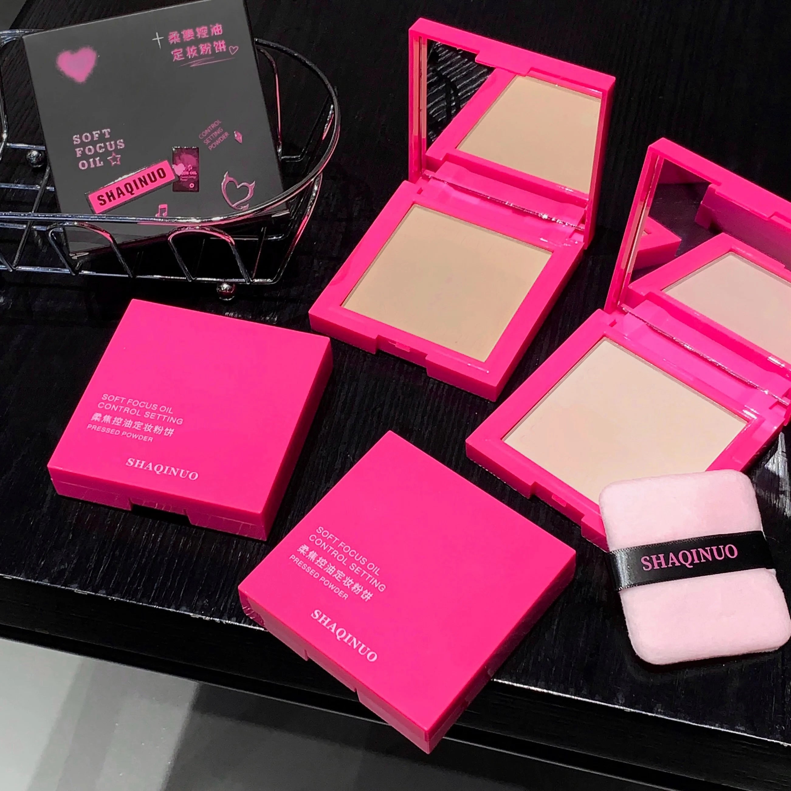 SHAQINUO Mattifying Compact Powder Large Capacity 12H Long Last Oil Qme