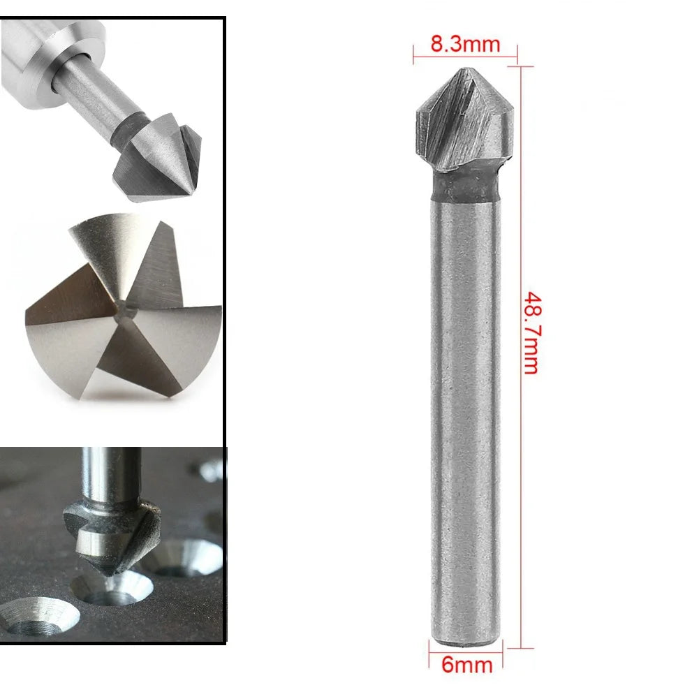 1 3 Flute Countersink Drill Bit 90 Degree Chamfering Tools Chamfer Qme 8.3mm