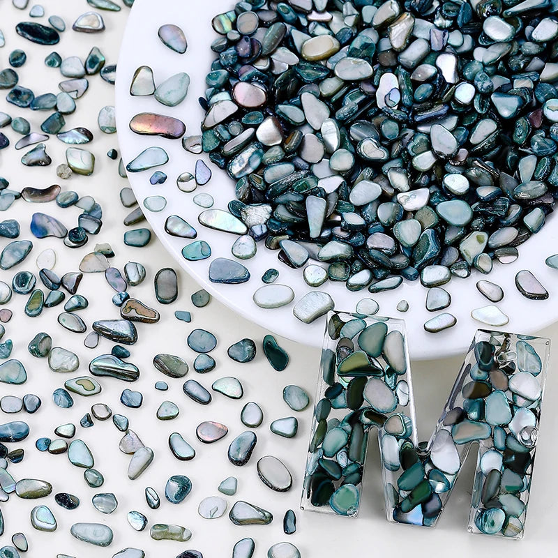 50g Crushed Shells Natural Pearl Light Nail Seashell Slices Particle Shell Charm for DIY Art Crafts Table Scatter Party Favor Qme Dark green