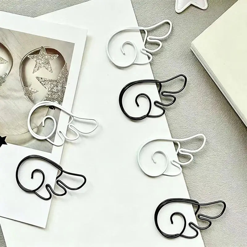 Angel Wing Shaped Decorative Paper Clips Durable Metal School Office Qme