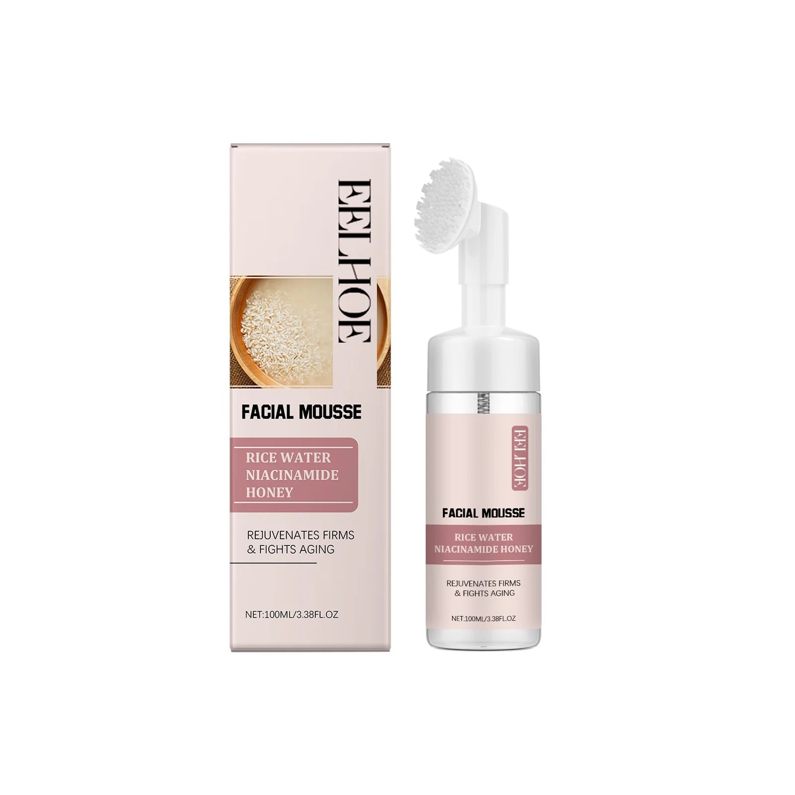 Rice Water Cleansing Mousse Oil Control Deep Cleaning Pores Moisturizing Brightening Soothing Rejuvenation Foam Face Wash Care Qme 100ml Boxed