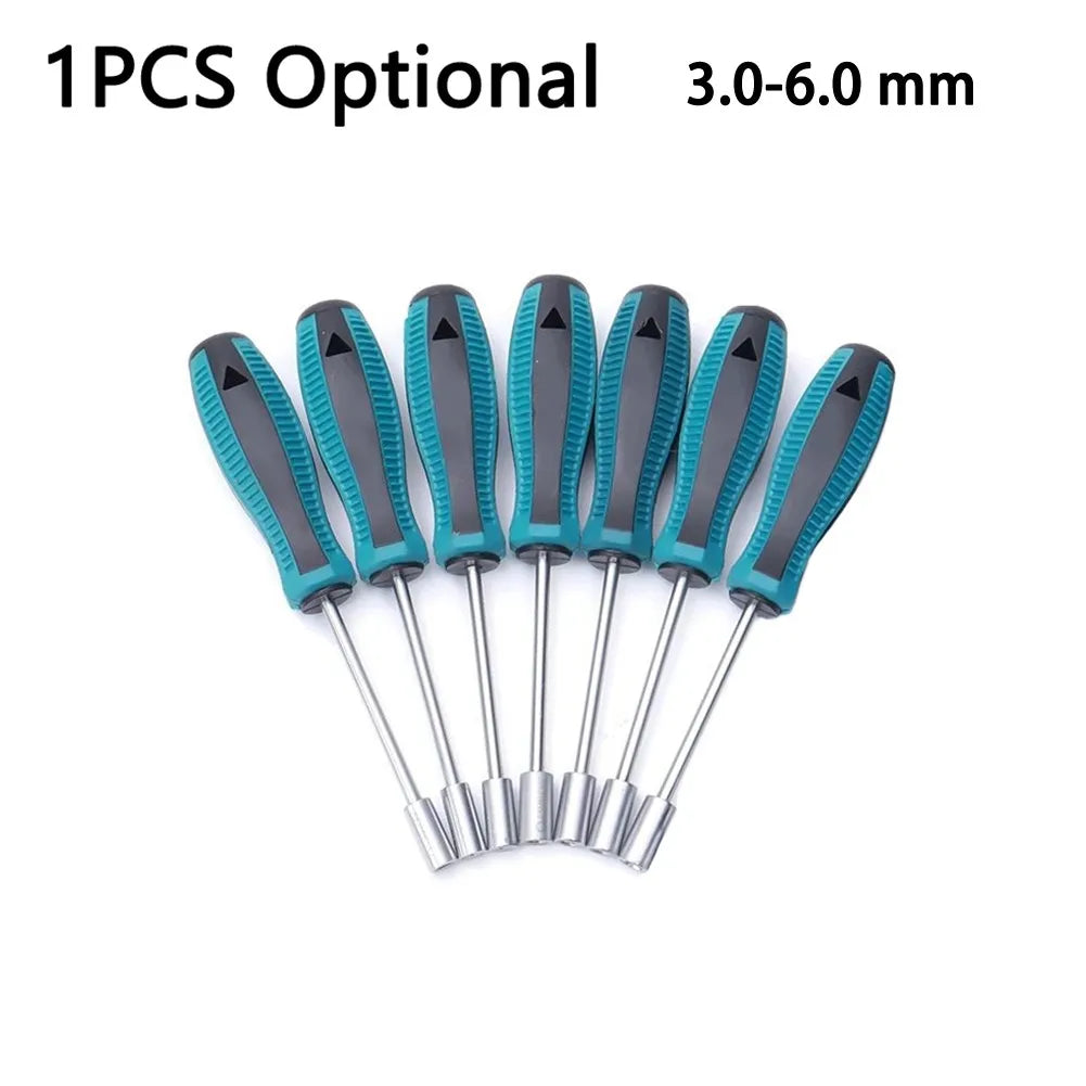 1pc Metal Socket Driver Wrench Screwdriver Hex Nut Key Nutdriver 3-6mm Screw Driver With Hanging Hole Socket Screwdriver Tools Qme