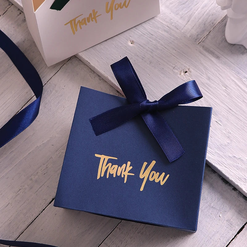 10 Mini Gift Boxes/Gift Bags with Gold Ribbon and Thank You Text Design, Available in Various Colors, Perfect for Wedding Favors, Mother's Day, Father's Day Party Gifts, and Small Gifts, as Well as Birthday, Gender Reveal, Gr Qme