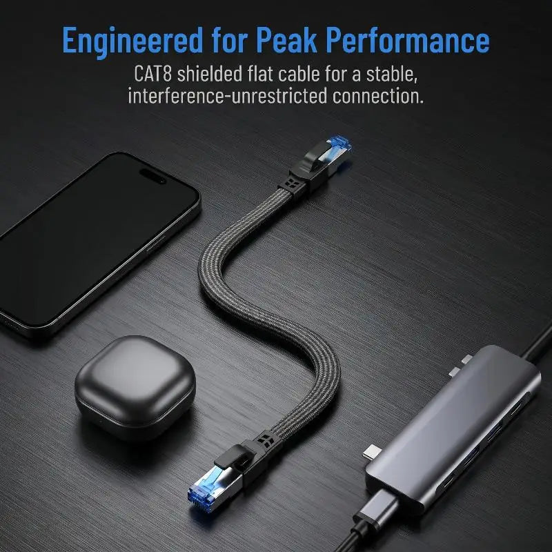 Internet Router Smart TV Server Patch Cord Cat8 Ethernet Cable 40Gbps Qme