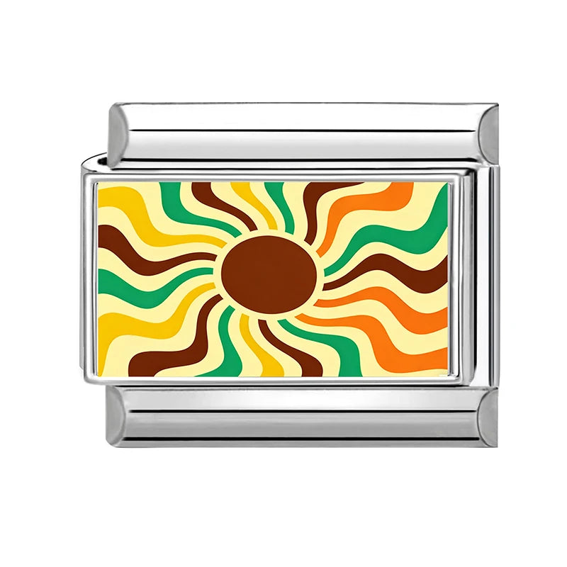2026 Creative Colorful Pattern Sun Daisy Piano Red Poker Italian Charm Links Fit 9mm Stainless Steel Bracelet DIY Making Jewelry Qme Style 3