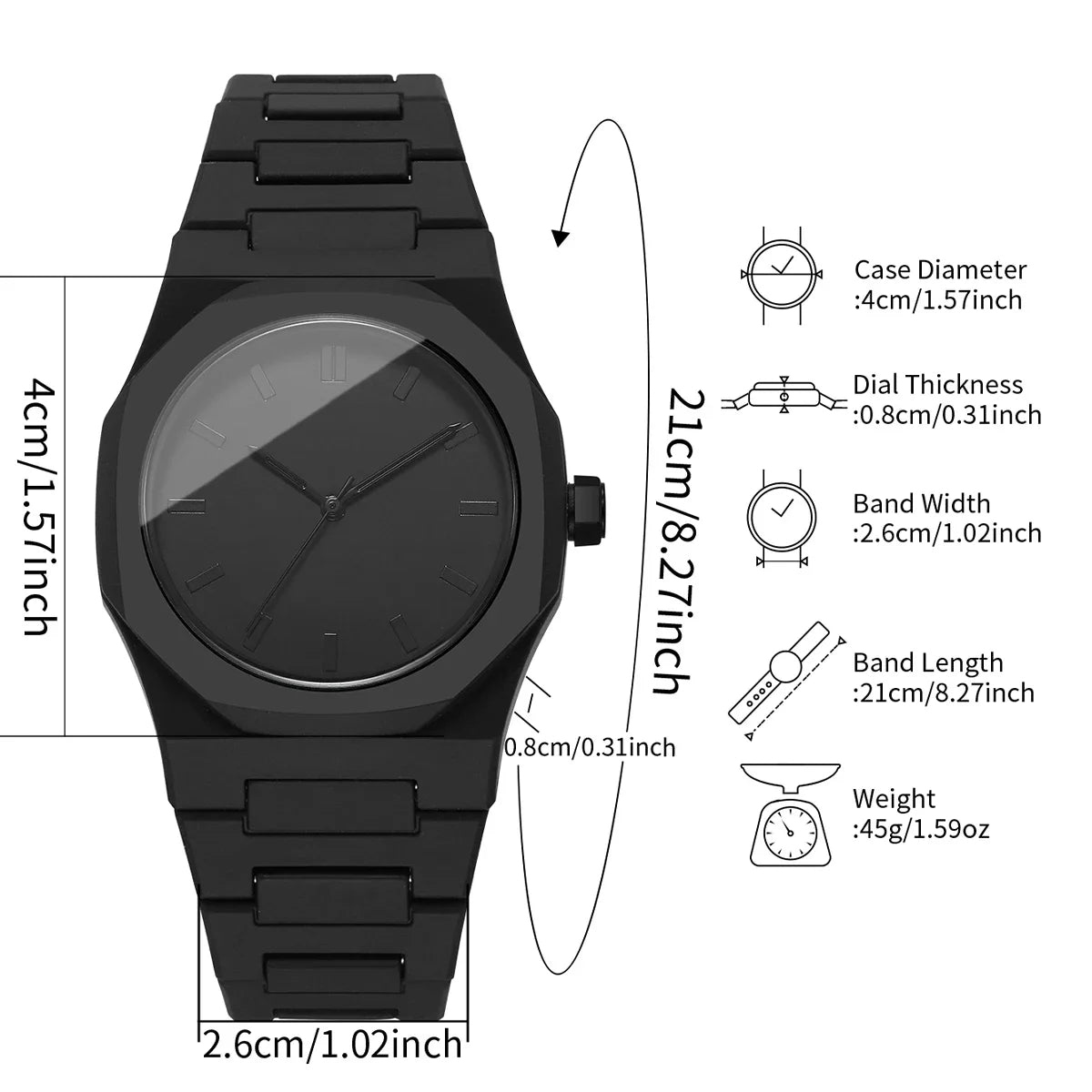 20262pcs Fashion Men's Quartz Watch Bracelet Set Casual Plastic Band Wristwatch Bracelet Set Reloj Hombre（Without Box） Qme