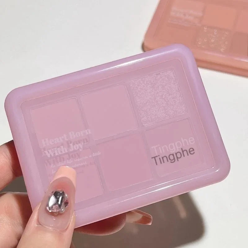 Pink Clear Glitter Eyeshadow Palette Matte Shimmer Orange Brown Shiny 4-Color Eye Shadow Girl Makeup Palette Lasting Cosmetic Qme