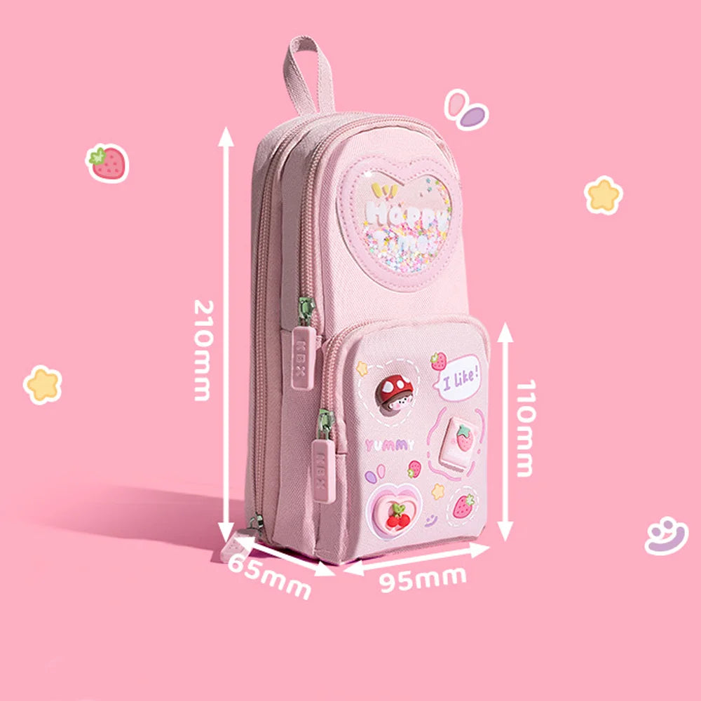 High Appearance Level Large-capacity Schoolbag And Pen Case Primary School Stationery Bag And Box Multi-functional Pen Case Qme
