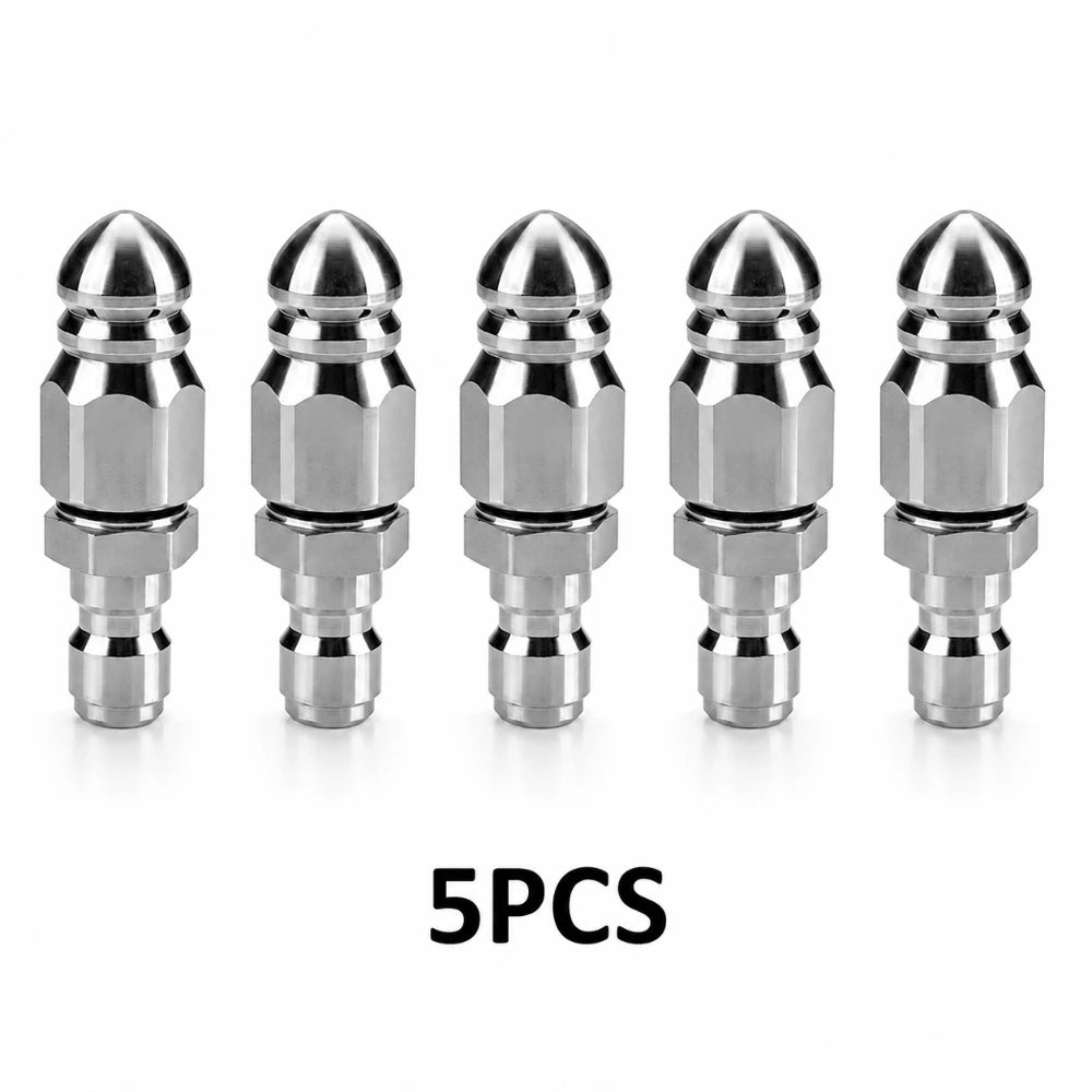 1/2/5/10Pcs High Pressure Drain Jetter Nozzle 1/4 Inch NPT Female Adapter Fits Most Washing Equipment Pipeline Hoses Qme silvery 5pcs