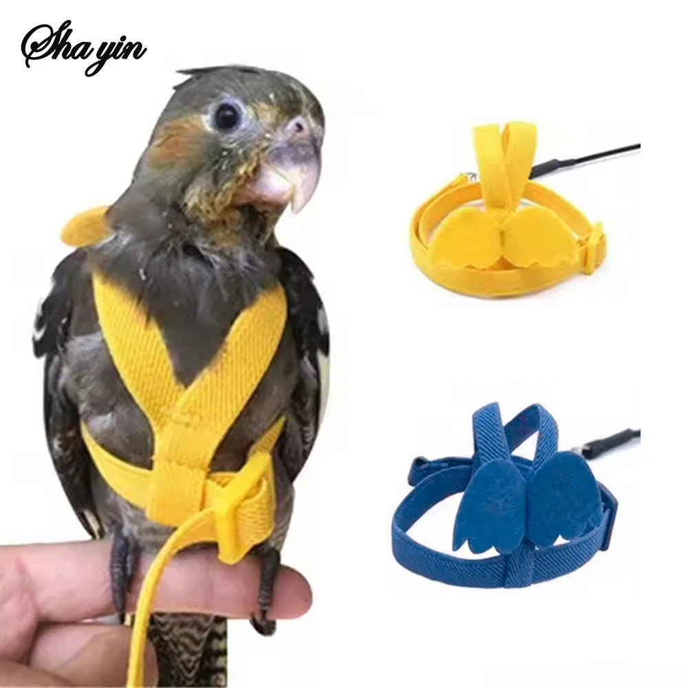 Random Adjustable Parrot Bird Harness Leash Set Anti-bite Training Harness Parrots Outdoor Flying Rope Cockatiel Bird Supplies Qme