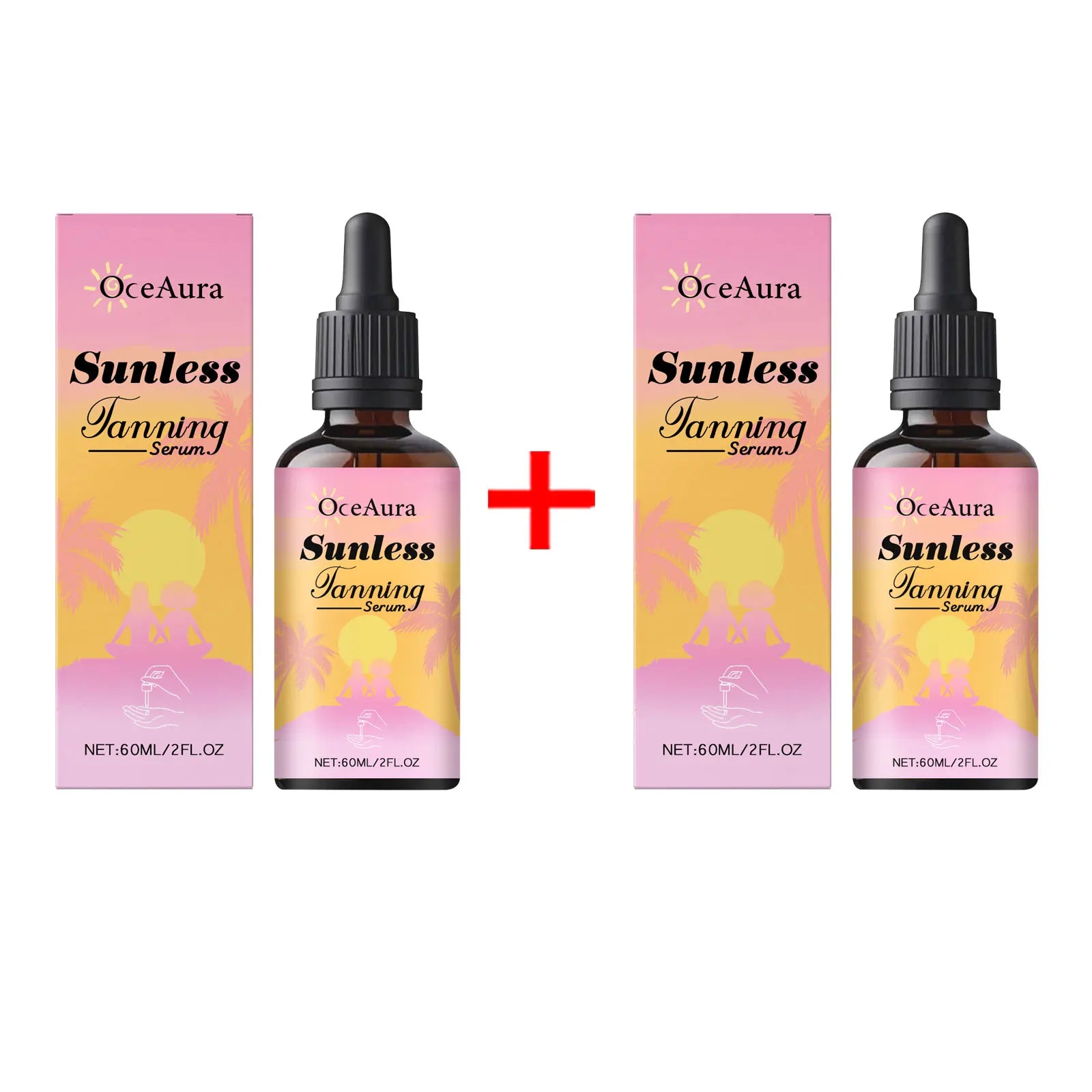 OceAura Sunless Tanning Serum Natural Bronze Gentle Deep Nourishing Even Skin Tone Dullness Reducing Sun Free Tanning Care Drops Qme 60ml X2