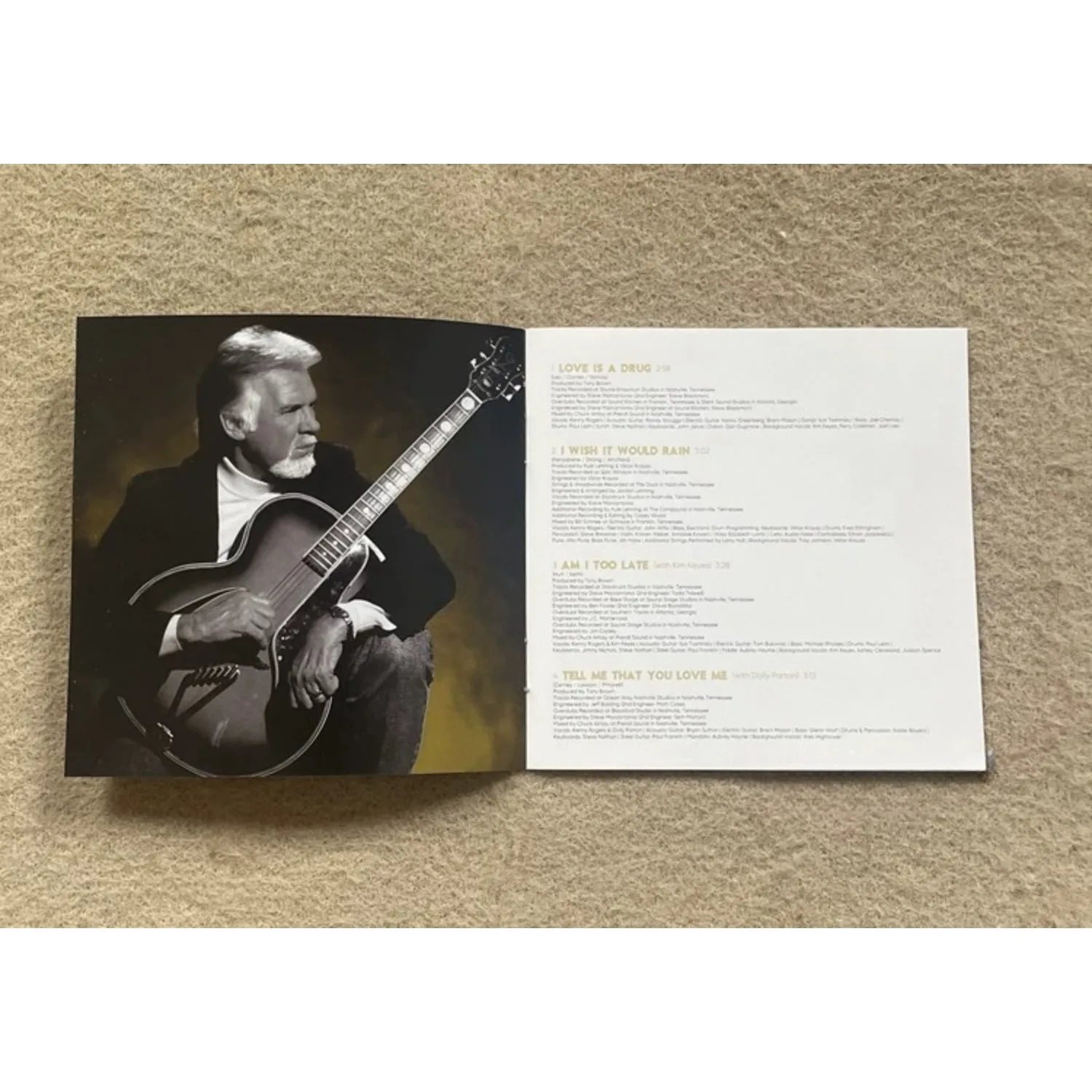 Classic Country Music CD Black-and-White Portrait Gold Foil Text Themed Cover Lyrical Narrative Country Golden Track Collection Qme