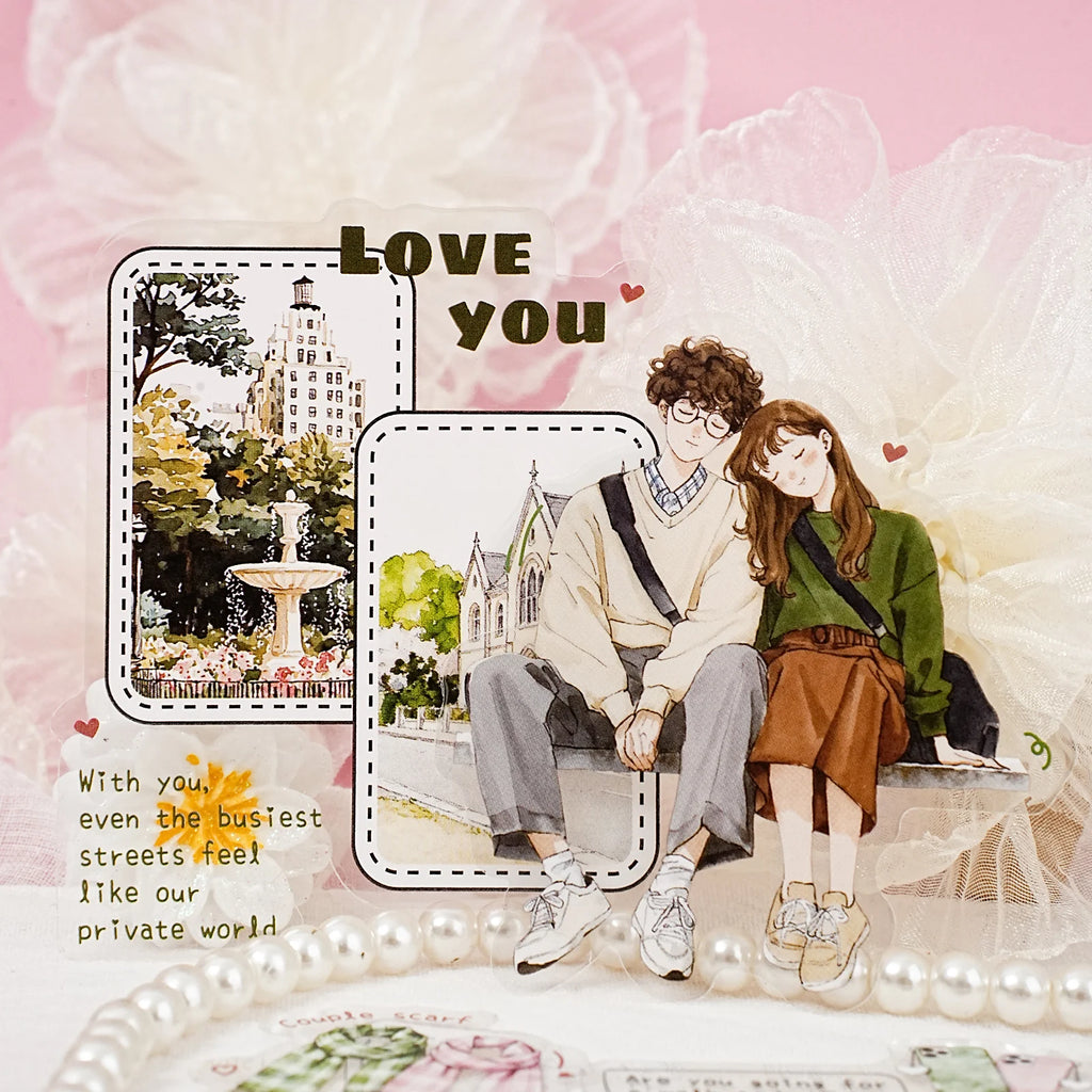 15 Sheets/Bag Couple Love Lifetime Themed Sticker Pack for DIY Scrapbook Phone Case Decoration Birthday Gift Craft Supplies Qme