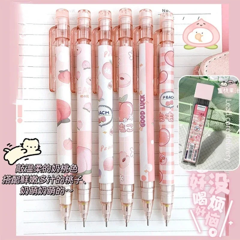 Kawaii Mechanical Pencil set 0.5/0.7mm 2B Refill Cute Cartoon Automatic Pencils School Office Supplies Child Gift Statione Qme