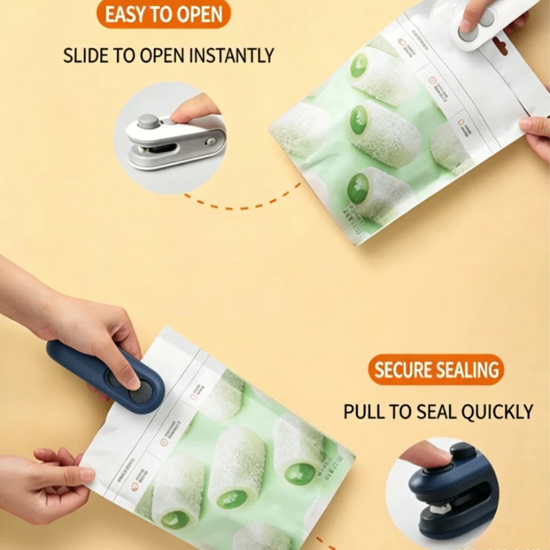 Mini Sealing Machine USB Rechargable Heat Sealer Storage Bag Plastic Package Food Sealer Clip Bag Handheld Food Heat Sealer Qme