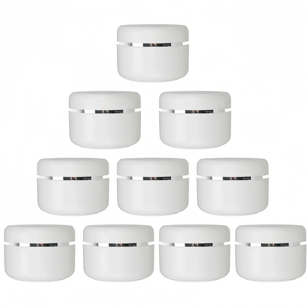 10pcs White Plastic Cosmetic Jars with Twist-Top Lids, Sample Bottles - for Travel Makeup, Creams, Lotions & Toiletries Qme