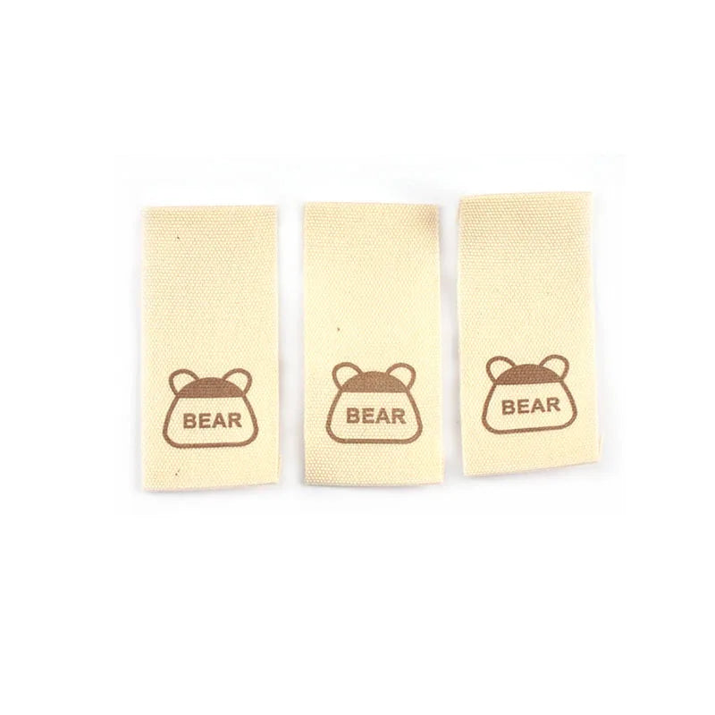 50pcs/lot 20x40mm Lovely Bear/Flower/Rabbit Printed Beige Label For DIY Decor Clothing Sewing Accessories Handmade Crafts c4146 Qme 4