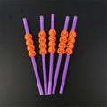 Halloween Straws Home Party Decoration Holiday Bar Cartoon Skull Qme purple and orange