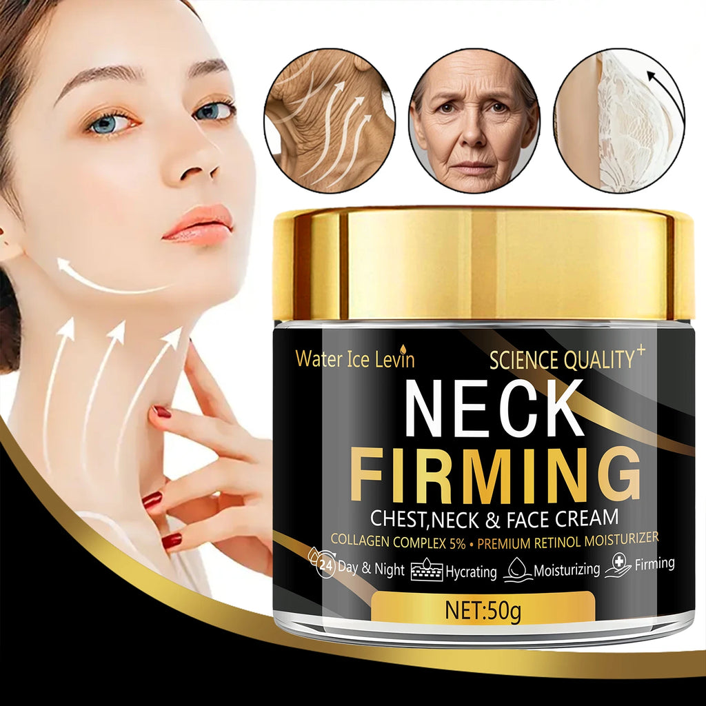 Water Ice Levin’s collagen-retinol blend moisturizes and tightens skin on chest, neck, and face. All-day use Qme